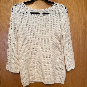Chico's Cream Open-Knit Sweater